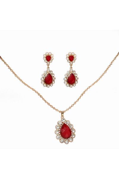 SIC MODA Retro Red Necklace and Earrings Set SIC MODA 5148