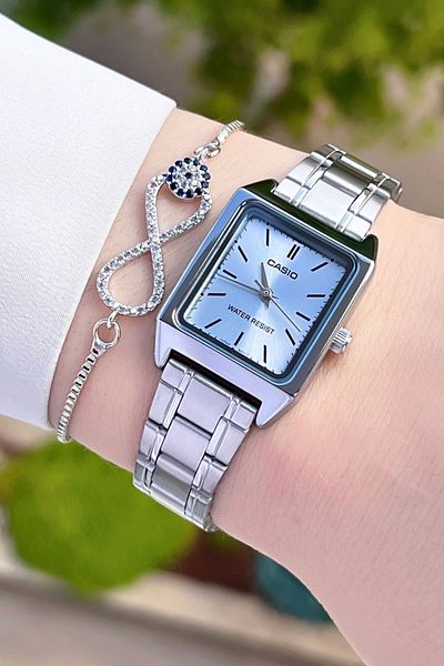 Casio Women's Wristwatch with Blue Dial and Metallic Color 24 Months Warranty