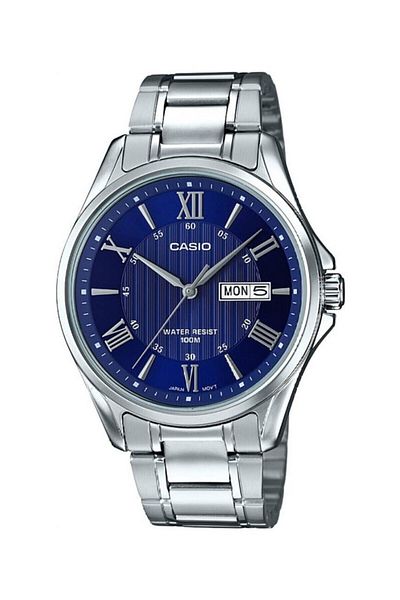 Casio Men's Wristwatch with Dark Blue Cord and Metallic Color
