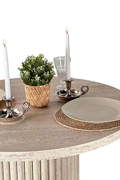 Hatem sandalye Bohem Traverten Yuvarlak Masa