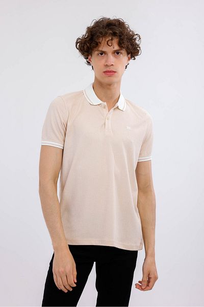 Decas GRAVITUS Polo Neck Βαμβακερό T-Shirt - Κρέμα