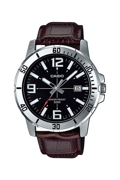 Casio Case Metalic Cord Brown Color Men's Wristwatch