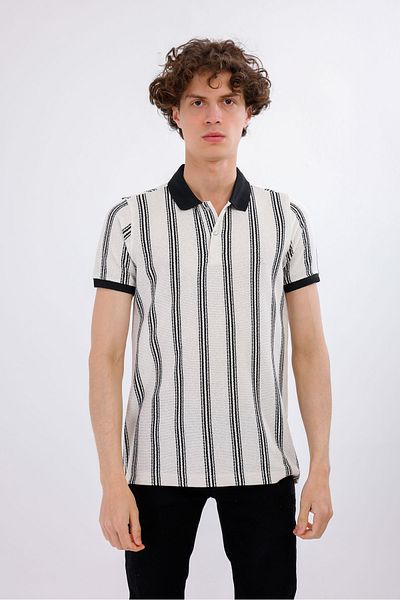 Decas Βαμβακερό μπλουζάκι IMPERIUM Polo Neck - Λευκό
