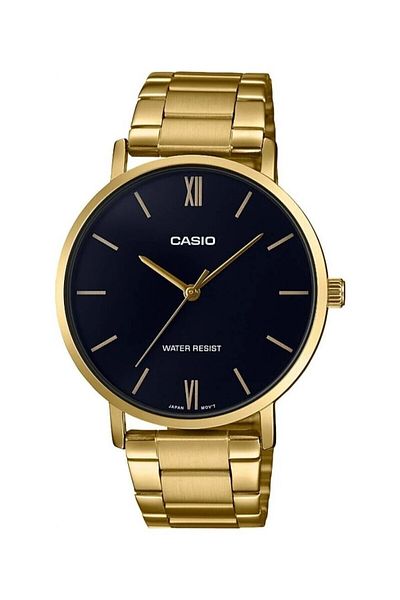 Casio Men's Wristwatch with Black Cord Gold Color 2 Years Warranty