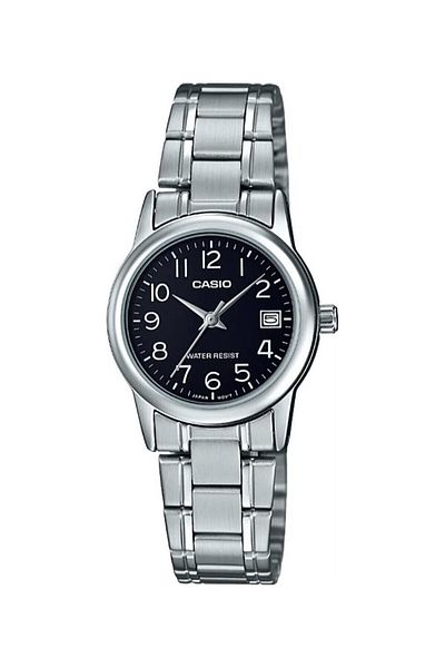Casio Women's Wristwatch with Black Dial Cord Metallic Color Calendar 24 Months Warranty
