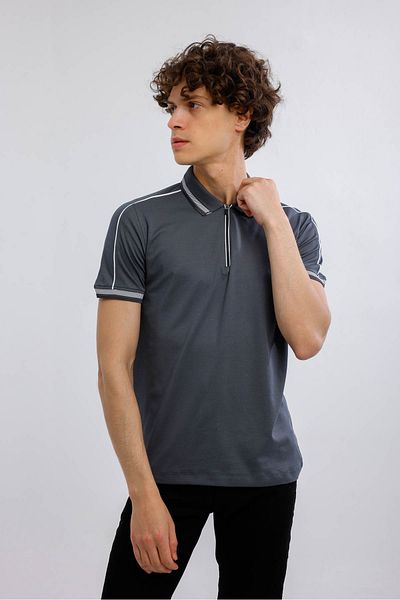 Decas INVICTUS Polo Neck Βαμβακερό T-Shirt - Καπνιστό