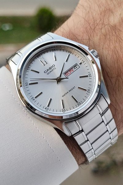 Casio Metallic Color Day and Calendar Function 2-Year Warranty Men's Wristwatch