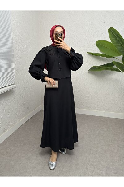 HİJABAYA Baby Collar Scalloped Sleeve Elastic Blouse