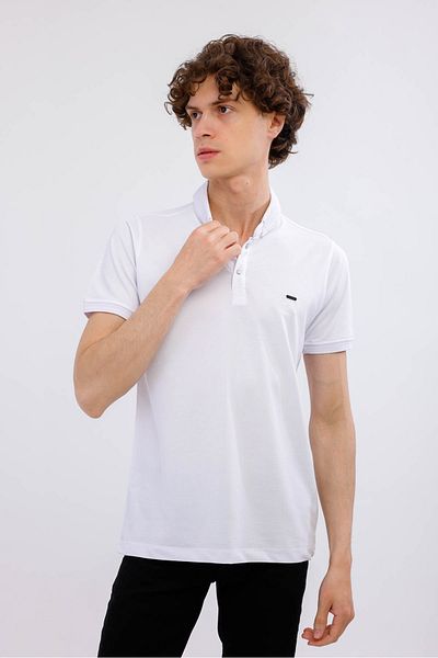 Decas HORIZON Polo Neck Βαμβακερό T-Shirt - Λευκό
