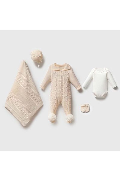 Nipperland 100% Cotton Fur Pompom 5-Piece Hospital Set (0.3 Months)