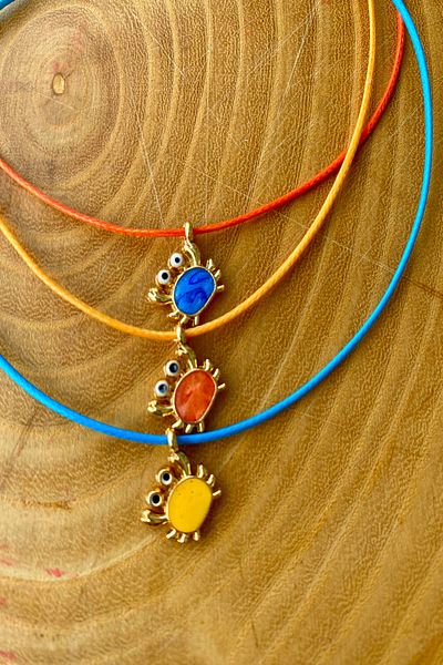 Shepidi 3Pcs Crab Orange Blue and Yellow Korean Rope Slide Lock Braid Anklet