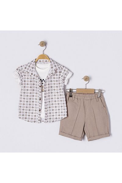 Uslukids Eid Men's Three Piece Summer Suit 3 Piece Bottom Top Shorts Suit