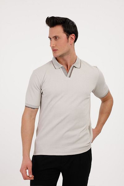 Decas Βαμβακερό μπλουζάκι AUDAX Polo Neck - Μπεζ