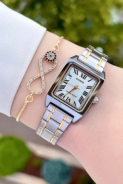 Casio Yellow Metallic Color Women's Wristwatch with 24 Months Warranty