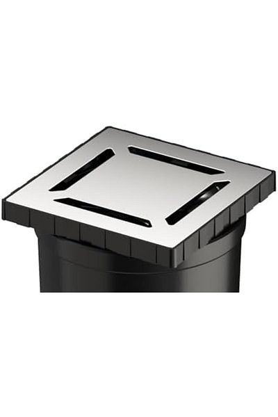 LUXE V-Flow Square 5608277 Shower Channel with Bottom Outlet, 10X10 Cm, Dk 100 Cover, Polished Chrome Lxshp 10
