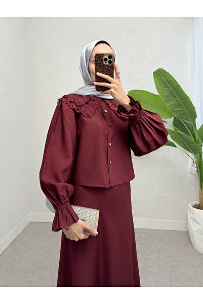 HİJABAYA Baby Collar Scalloped Sleeve Elastic Blouse