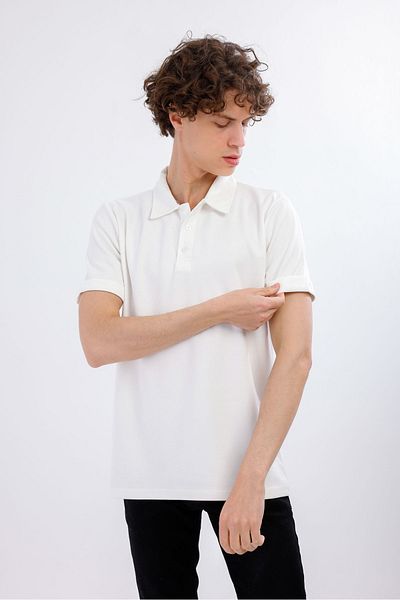 Decas Βαμβακερό μπλουζάκι IGNITUS Polo Neck - Λευκό