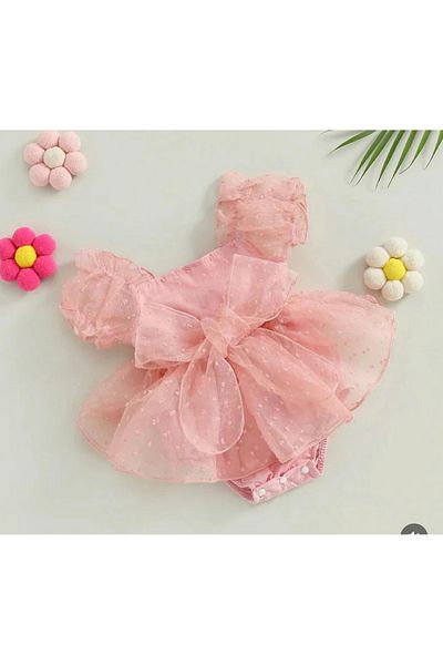 Kokosh kidss Baby Girl Polka Dot Bow Romper
