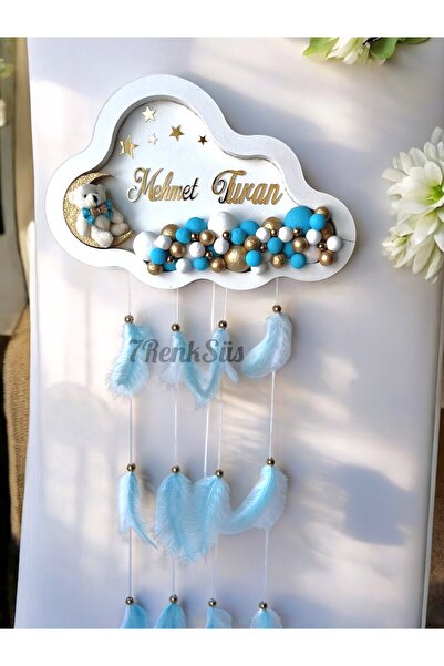 7Renk Ayıcıklı İsimli Bubble Renkli Toplu Ledli Işıklı Bulut Bebek Kapı Süsü,...