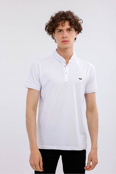 Decas HORIZON Polo Neck Βαμβακερό T-Shirt - Λευκό