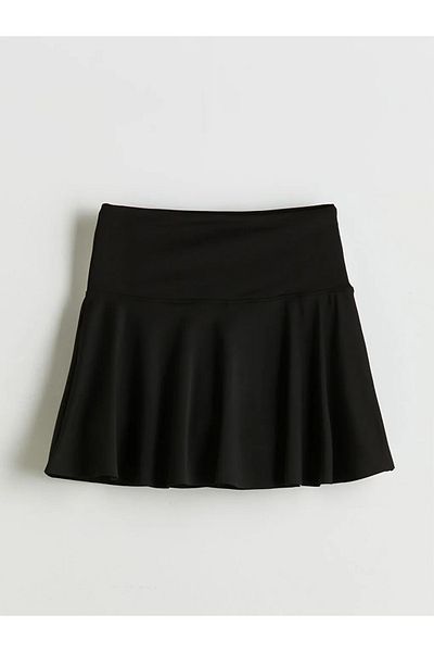 LC Waikiki Xside Active Black Elastic Waist Pleated Sports Shorts Skirt