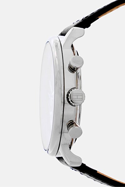 Tommy Hilfiger Men 1710565 Analog Leather Watch 44 Mm, Black