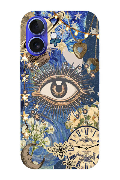 moonset Iphone 16 Uyumlu Göz Tasarımlı Baskılı Şeffaf Telefon Kılıfı