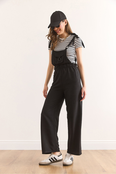 Olalook Women's Black Strap Binding Detailed Ayrobin Jumpsuit Tlm-19000159