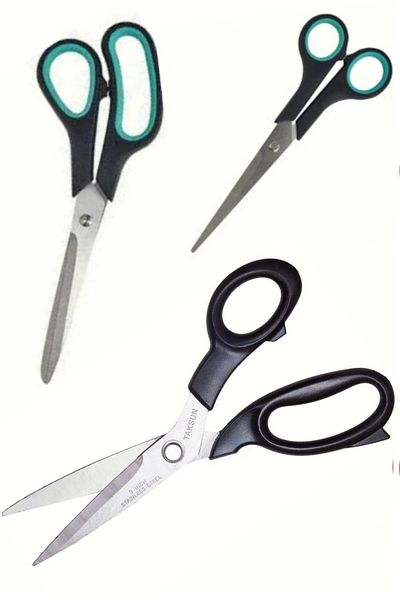 usin Stainless Steel Fabric Cardboard Paper Cutting Cut Sharp Tailor Scissors Set of 3 (14-21-23 CM)