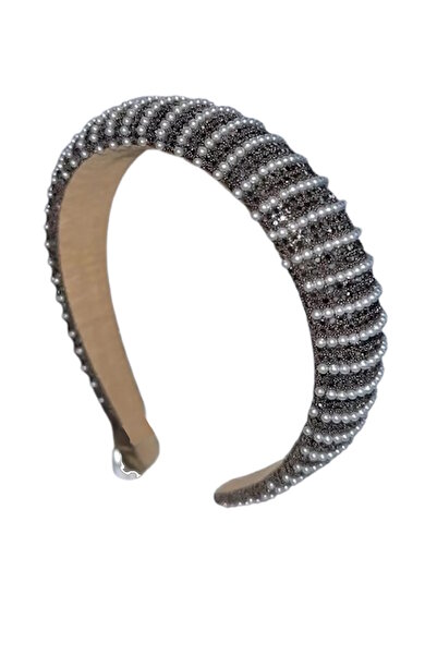 CAŞ DEKORASYON Ασημί Χρώμα Πέτρινο Στέμμα με Πέρλες