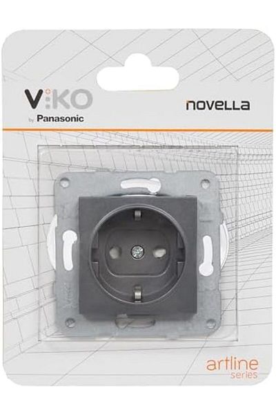 Mu Art Ahşap Mrt Novella Smoked Ground Socket Child Protection Mechanism + Button Cover Quick Connection Child Protection