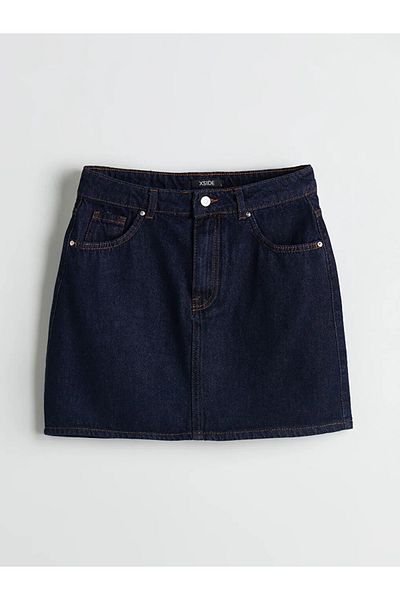 LC Waikiki Fusta mini jean XSIDE albastră slim fit