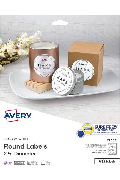 STOREMAX Ezg Precise Feed Printable Round Labels, 2.5" Diameter, Bright White, 90 Customizable