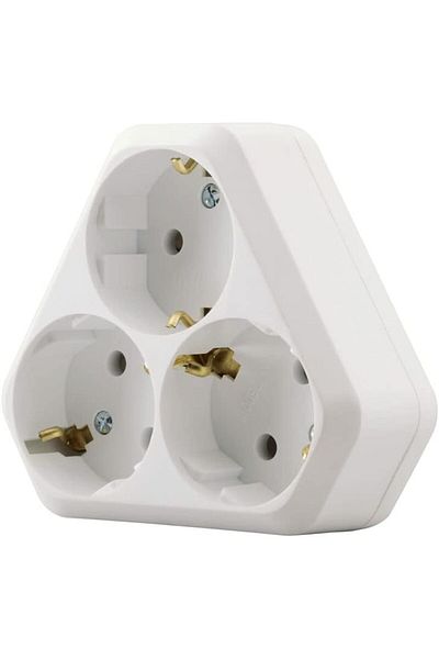 LUXE Golyat Triangle Type 3-Plus Grounded Socket, White Lxshp 1055529
