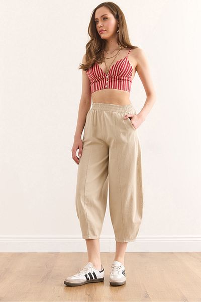 Olalook Women's Stone Pocket Baggy Gabardine Trousers Pnt-19000337