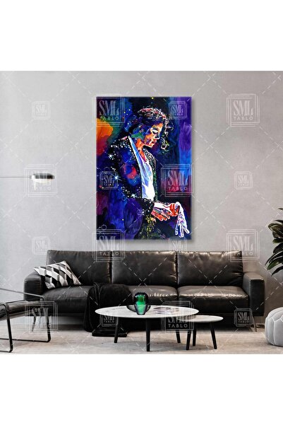 SML TABLO Efsane Şarkıcı Michael Jackson İlüstrasyonu Dikey Kanvas Tablo