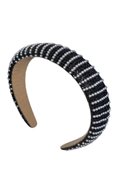 CAŞ DEKORASYON Μαύρο Κορώνα με Πέτρες και Πέρλες