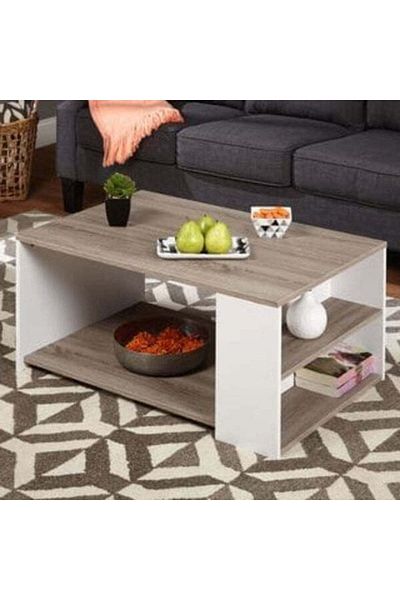 Orient Elegant White & Beige Coffee Table – A Perfect Balance of Simplicity and Style