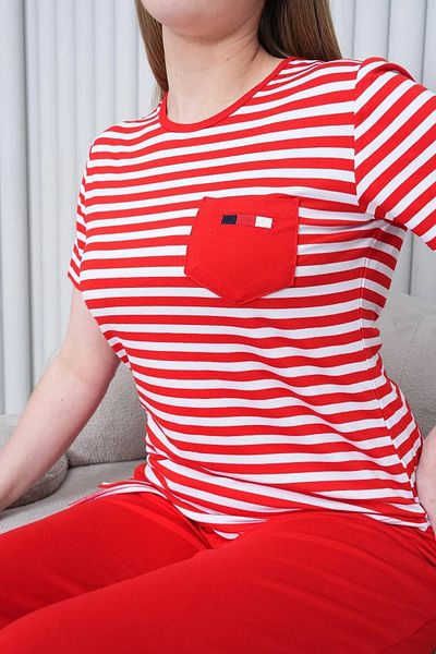 by İGP Striped Plus Size Short Sleeve Women's Pajamas Set