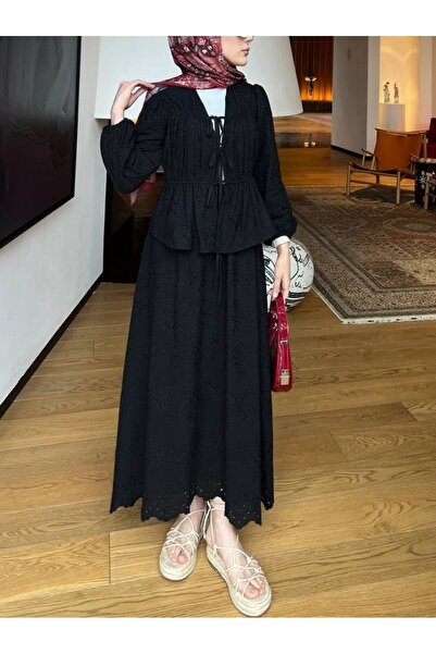 HİJABAYA طقم كيمونو مبطن بأكمام مطاطية وربطة أمامية