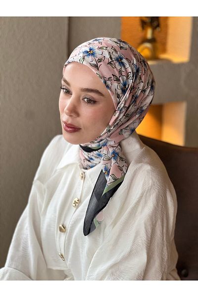 Modakaşmir Freesia Pattern Cotton Scarf