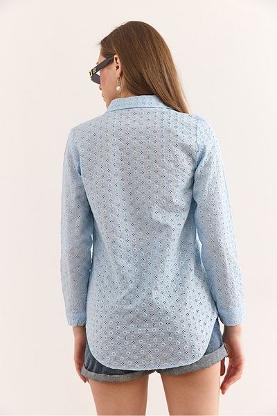 Olalook Γυναικείο Baby Blue Regular Fit Scallop πουκάμισο GML-19001332