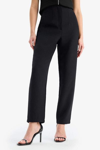 DeFacto New Season Crop Classic Fabric Trousers Carrot Fit Zippered High Waist Basic Straight Skinny Leg