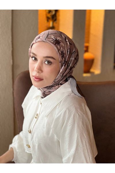 Modakaşmir Eșarfă din bumbac cu model de flori aurii
