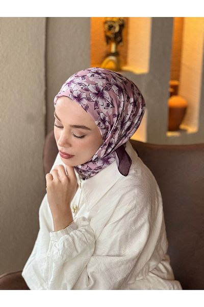 Modakaşmir Freesia Pattern Cotton Scarf