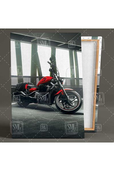 SML TABLO Red Motorcycle Chopper Motocicletă Verticală Pictură pe pânză