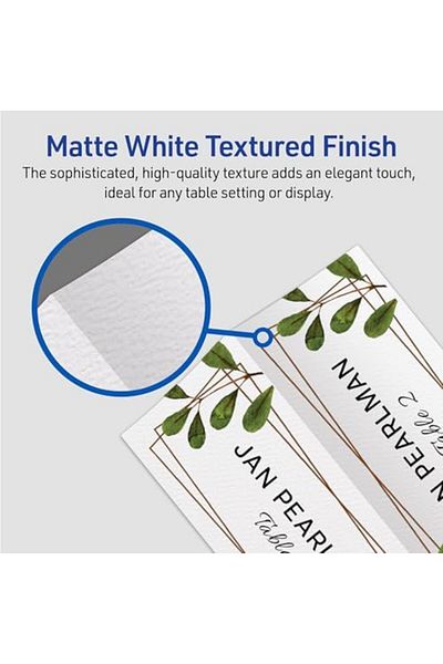 STOREMAX Sbl Sure Feed Printable Blank Place Cards, 3.6 cm X 9.5 Cm, Textured White, 150 Customize