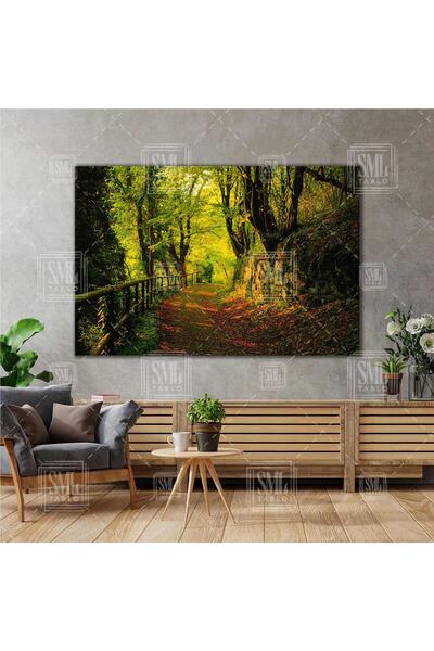 SML TABLO Orman Yürüyüş Yolu Yeşil Huzur Doğa Manzara Yatay Kanvas Tablo