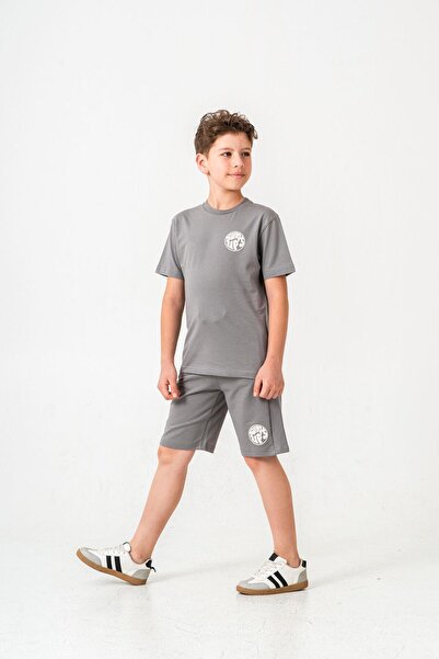 Mışıl Kids Surf Ups Printed Boys Shorts with Leg and Back Print Detail - T-Shirt Set
