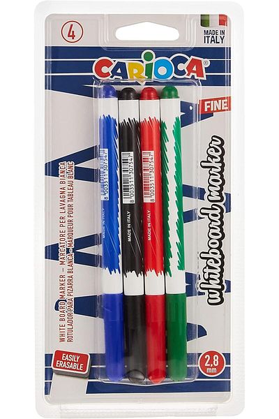 LUXE Carioca Fine Whiteboard Marker, Erasable, 4 Pcs, Color Lxshp 1055529
